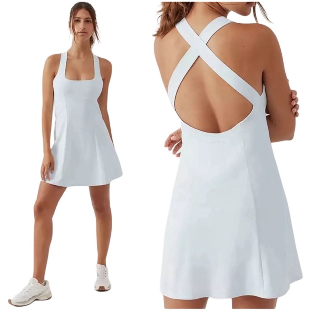 NWT Outdoor Voices Cross Back Dress
Built In Shorts In Ice Melts Blue Tennis